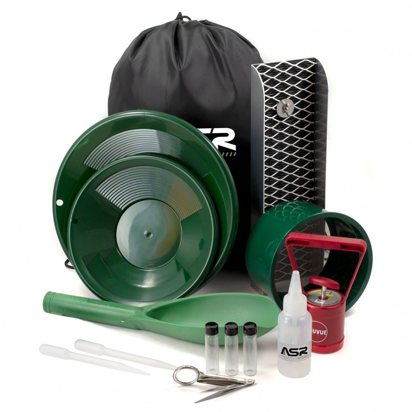 gold panning kit with mini sluice box and backpack