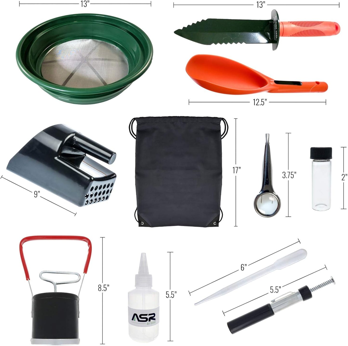 20pc Beach Combing Metal Detector Gold Panning Kit with Serrated Digger