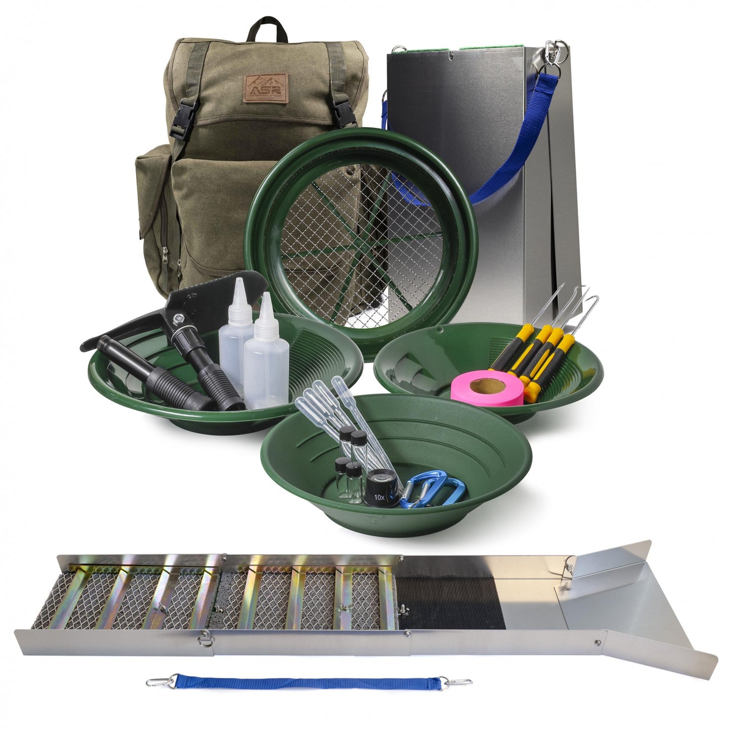 deluxe expert gold panning kit with 50in sluice box green