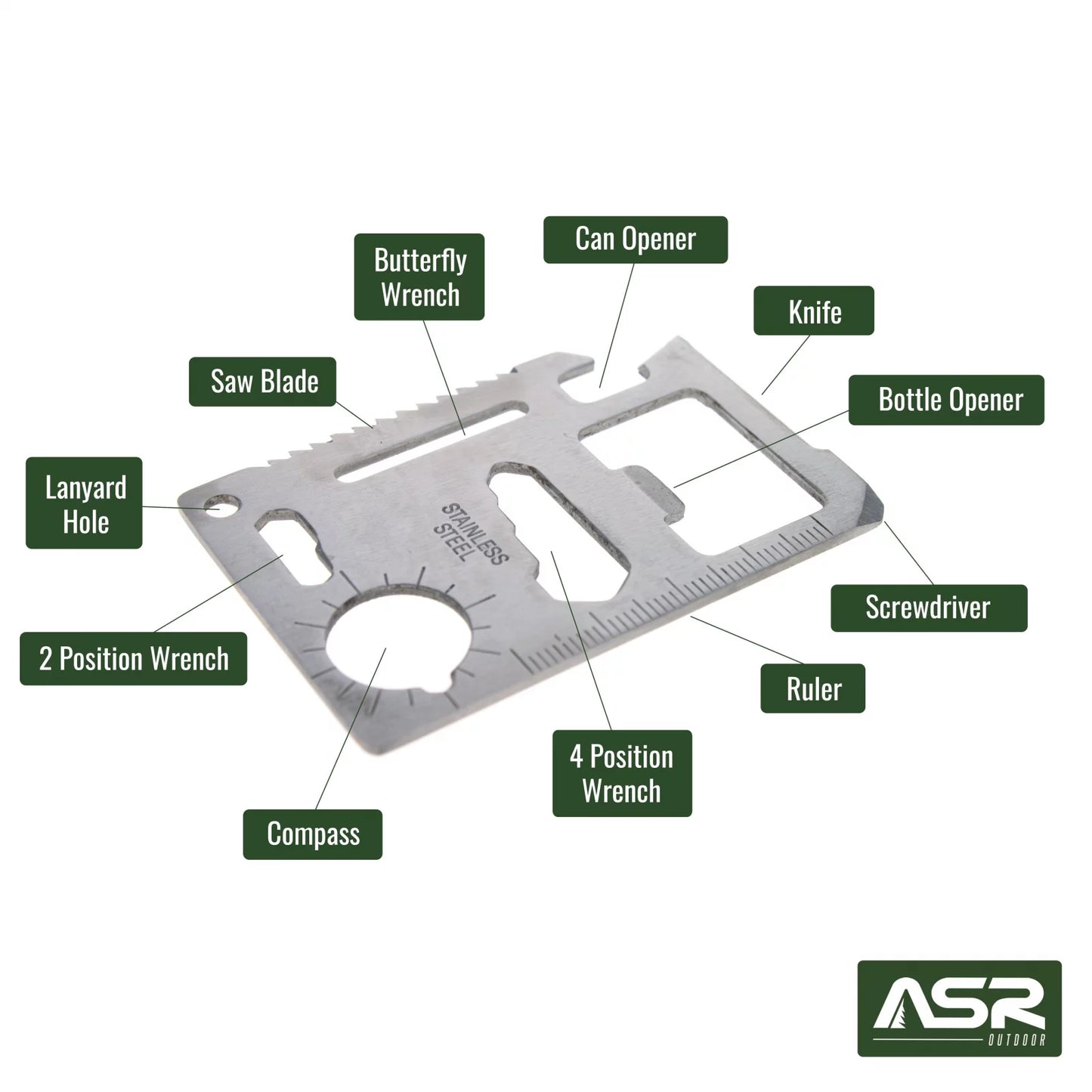 steel 11 in 1 multitool credit card with card sleeve