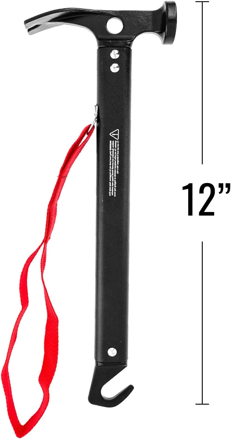 Lightweight Carbon Steel Camping Hammer with Tent Stakes Puller, 12 Inch