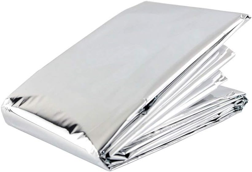 Shiny material reflective thermal blanket folded up