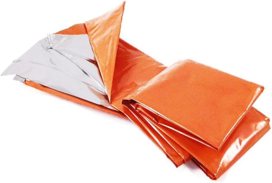 emergency thermal blanket made of mylar which reflects heat keeping you warm