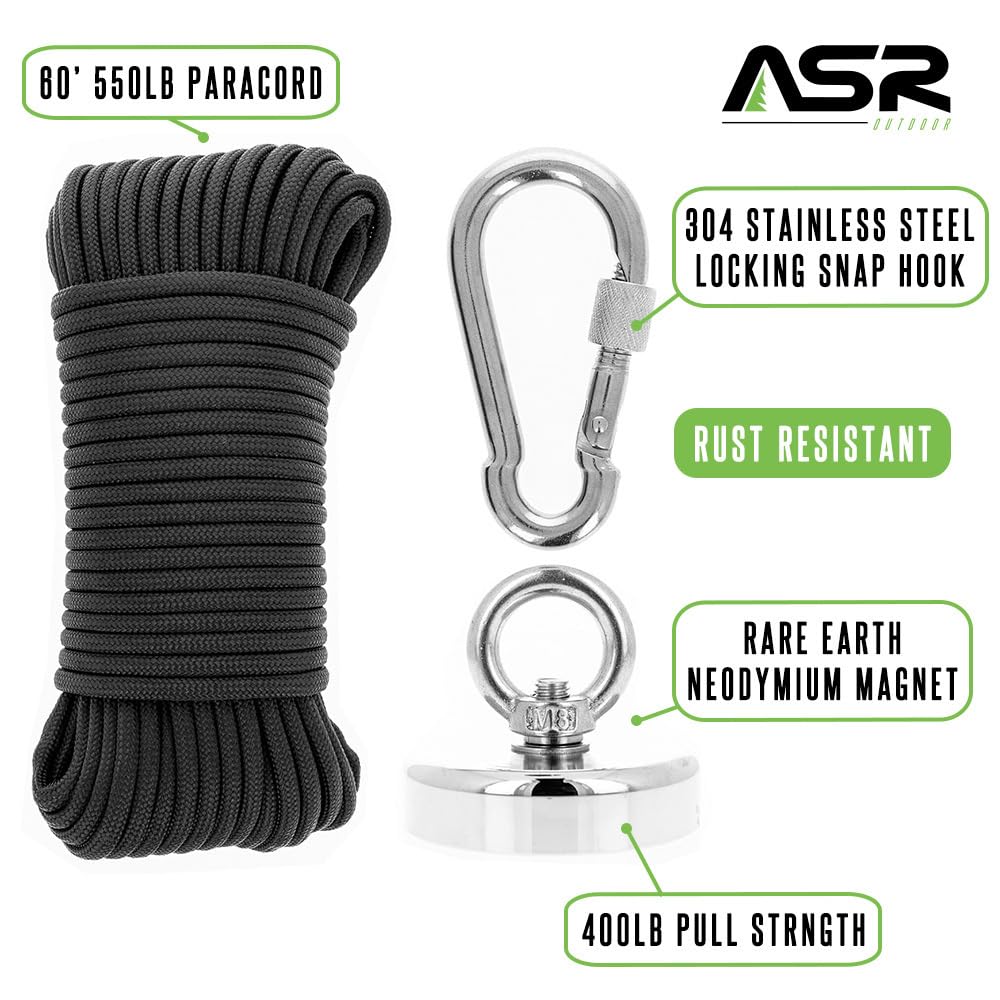 whats in a magnet fishing kit? paracord rope fishing hobby
