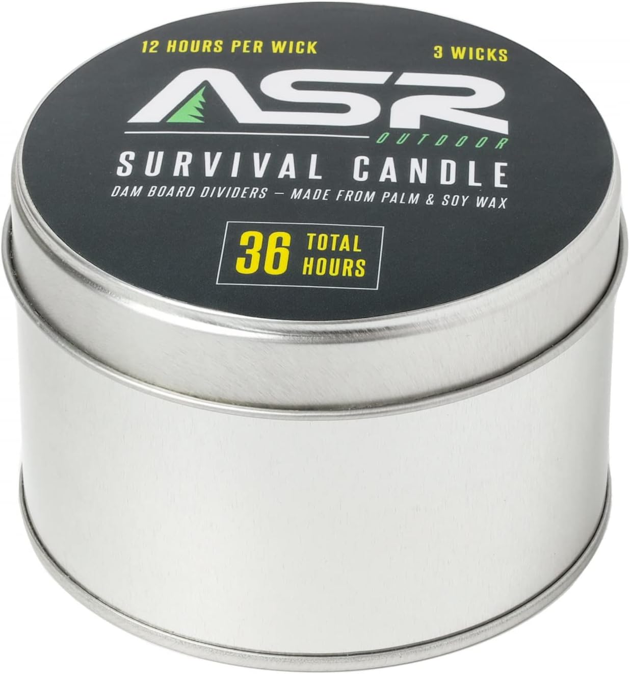 39 Hour Camping Survival Candle in Portable Box, 3 Wick