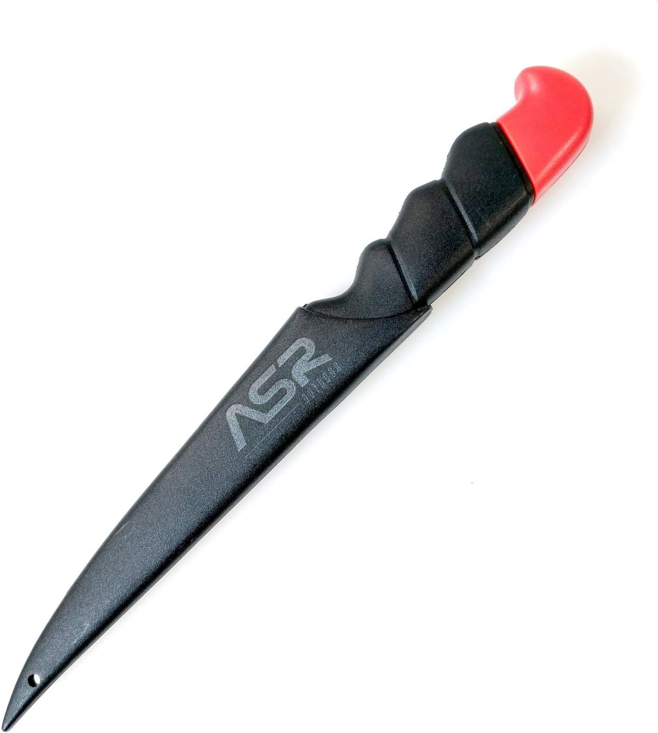 Black and red fishing knife with sheath