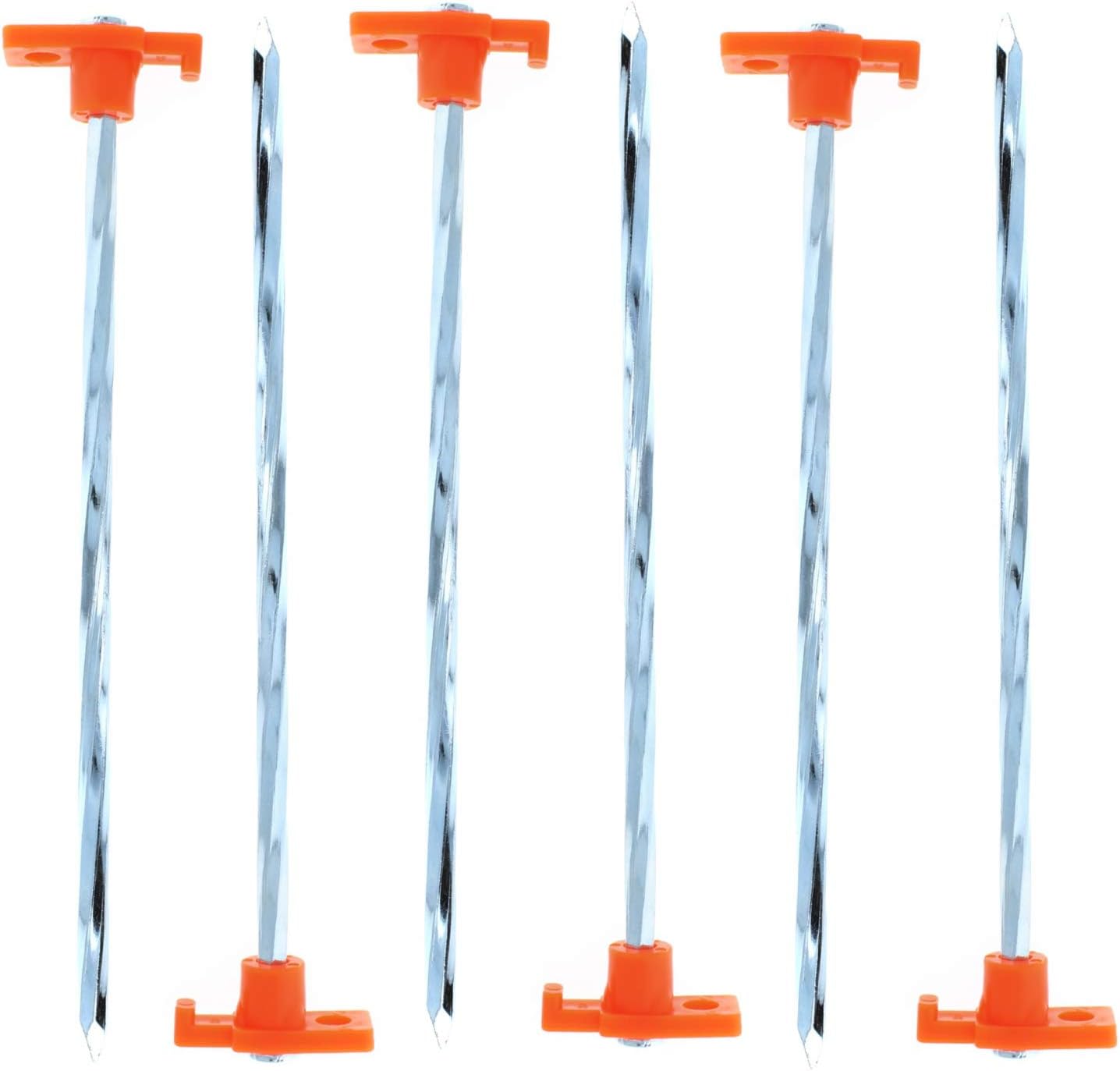 6pc Tent Stake Set with Hook Head for Hard Packed Soil