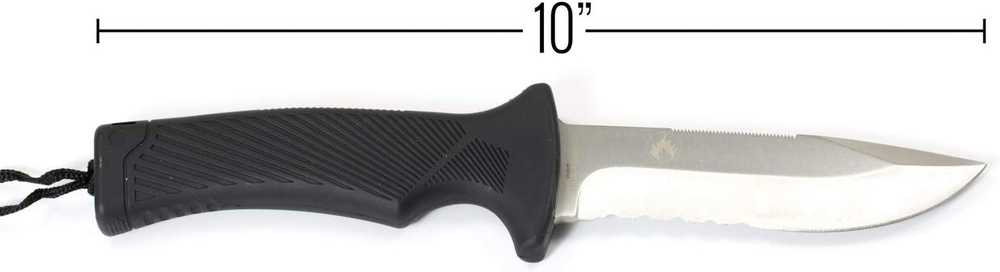 6 in 1 camping survival multitool that has a fire starter and knife