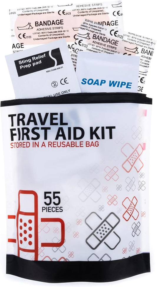 56 piece travel first aid kit for emergency injuries