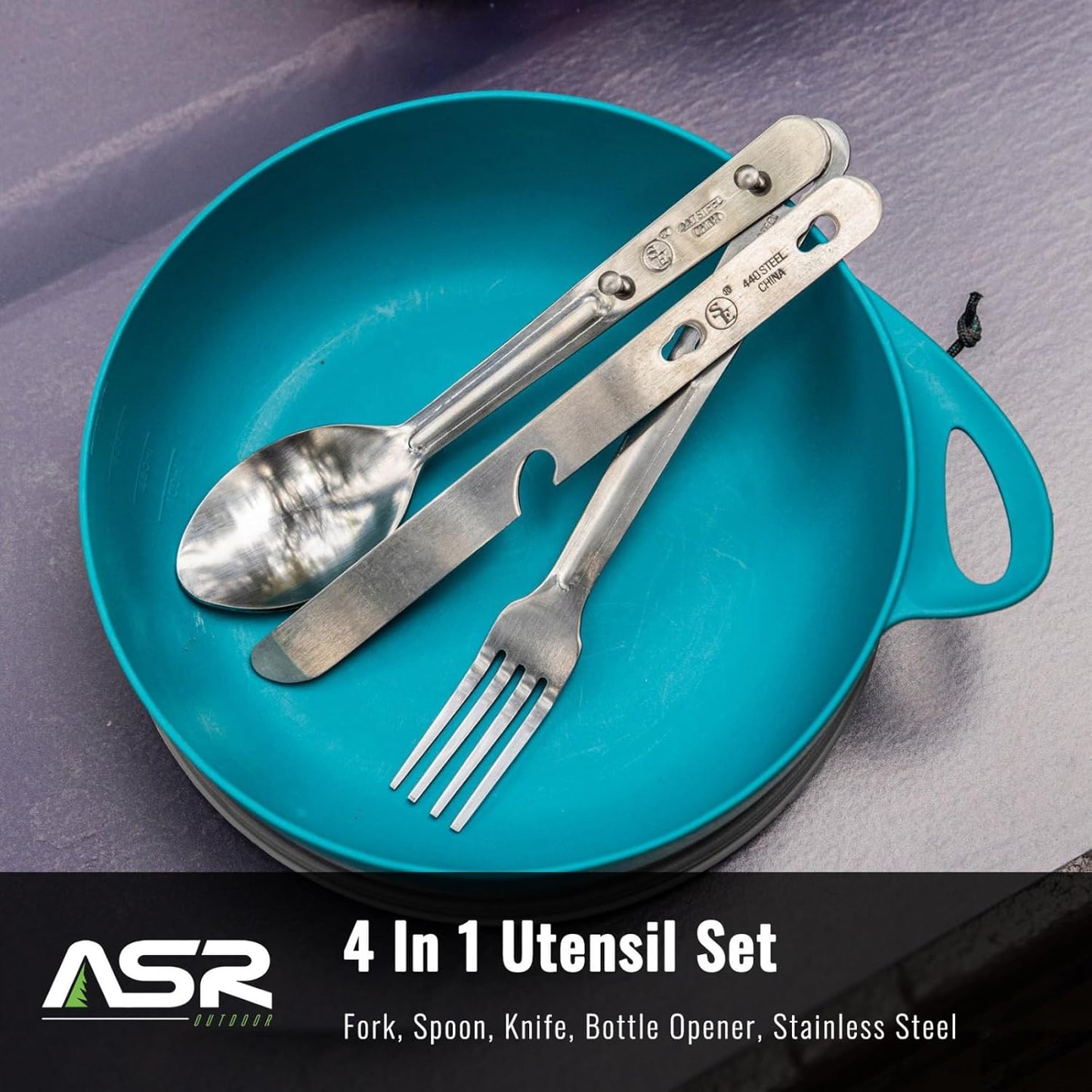 4 piece camping utencil multitool for camping dinners