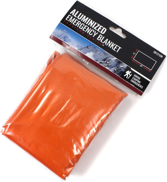 emergency thermal blanket made of mylar which reflects heat keeping you warm