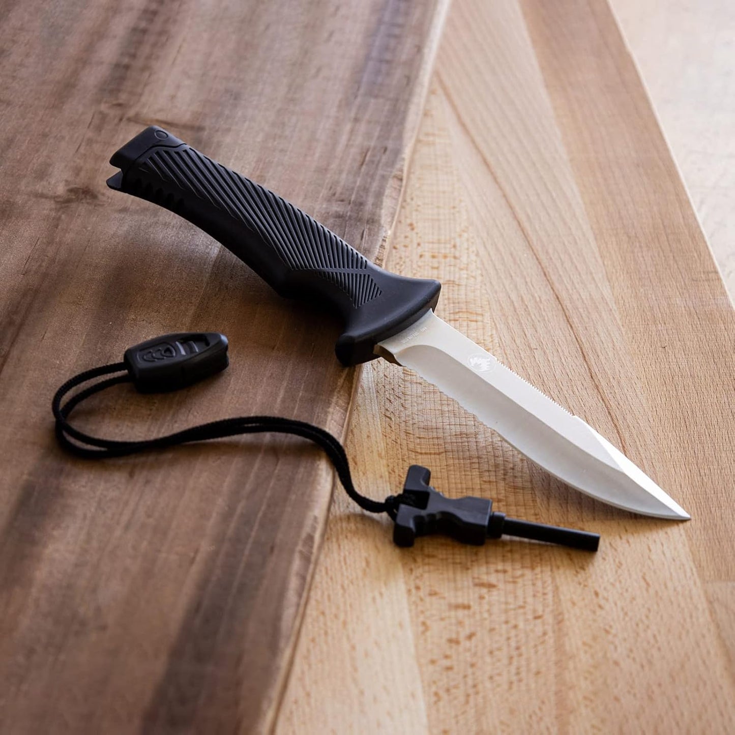 7 in 1 camping survival multitool that has a fire starter and knife