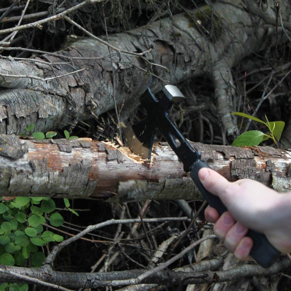 Survival hatchet one handed axe with pry bar