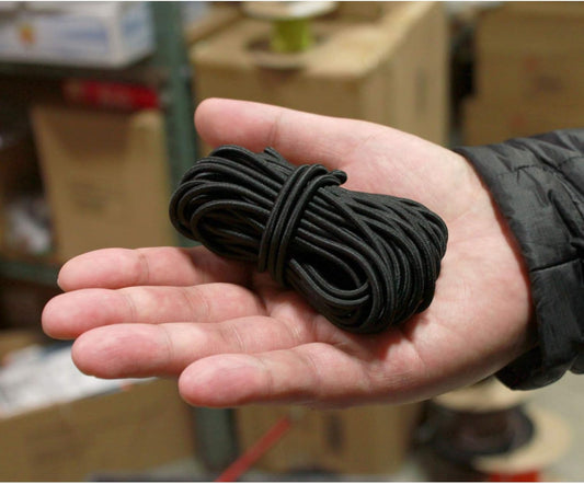 Elastic Shock Cord Natural Rubber 30 Feet 3mm Diameter, Black