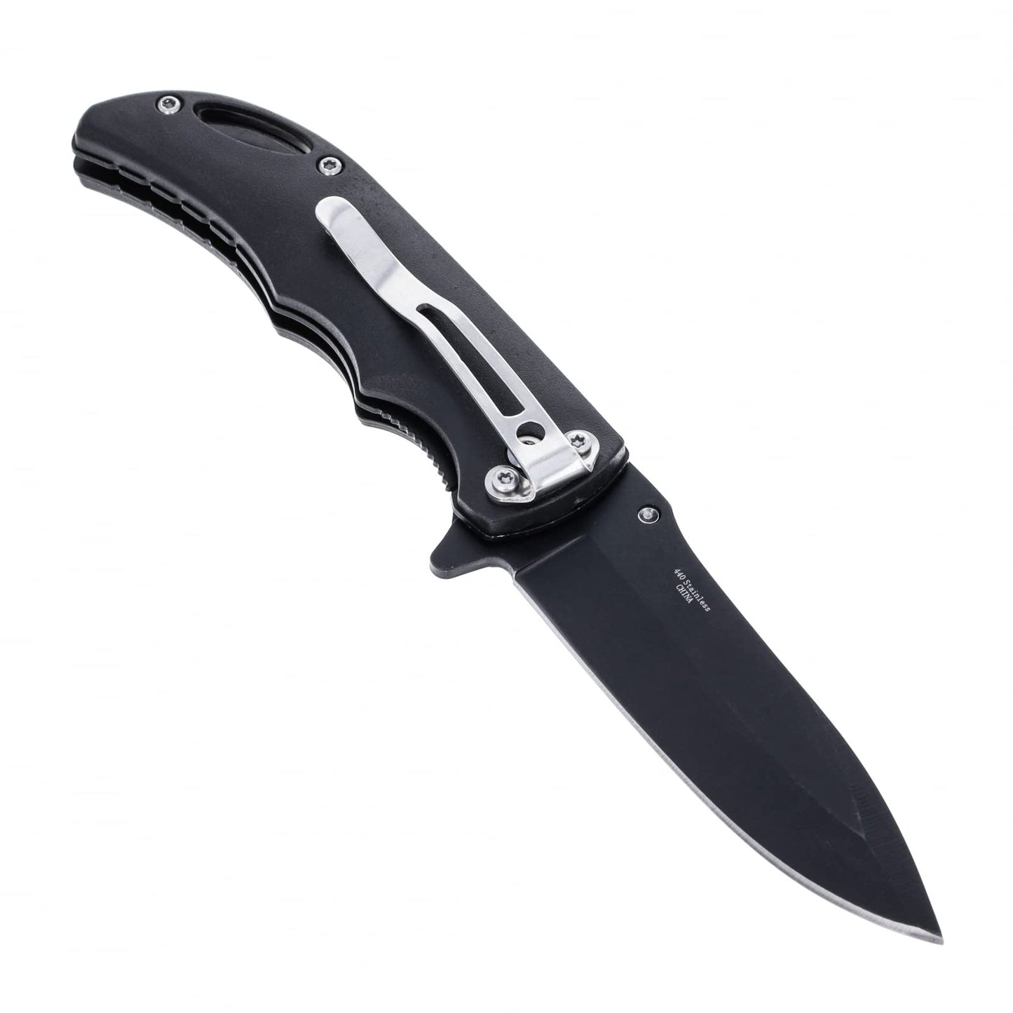 Drop Point Pocket Knife with clip on belt tech