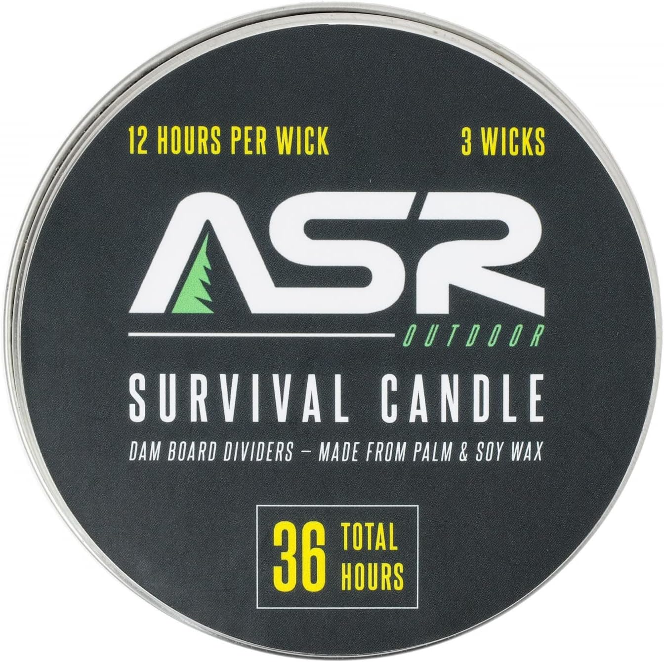 45 Hour Camping Survival Candle in Portable Box, 3 Wick
