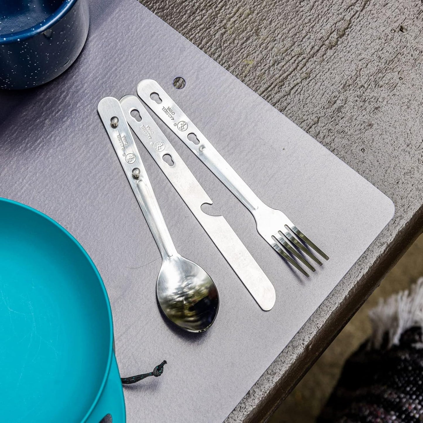 7 piece camping utencil multitool for camping dinners