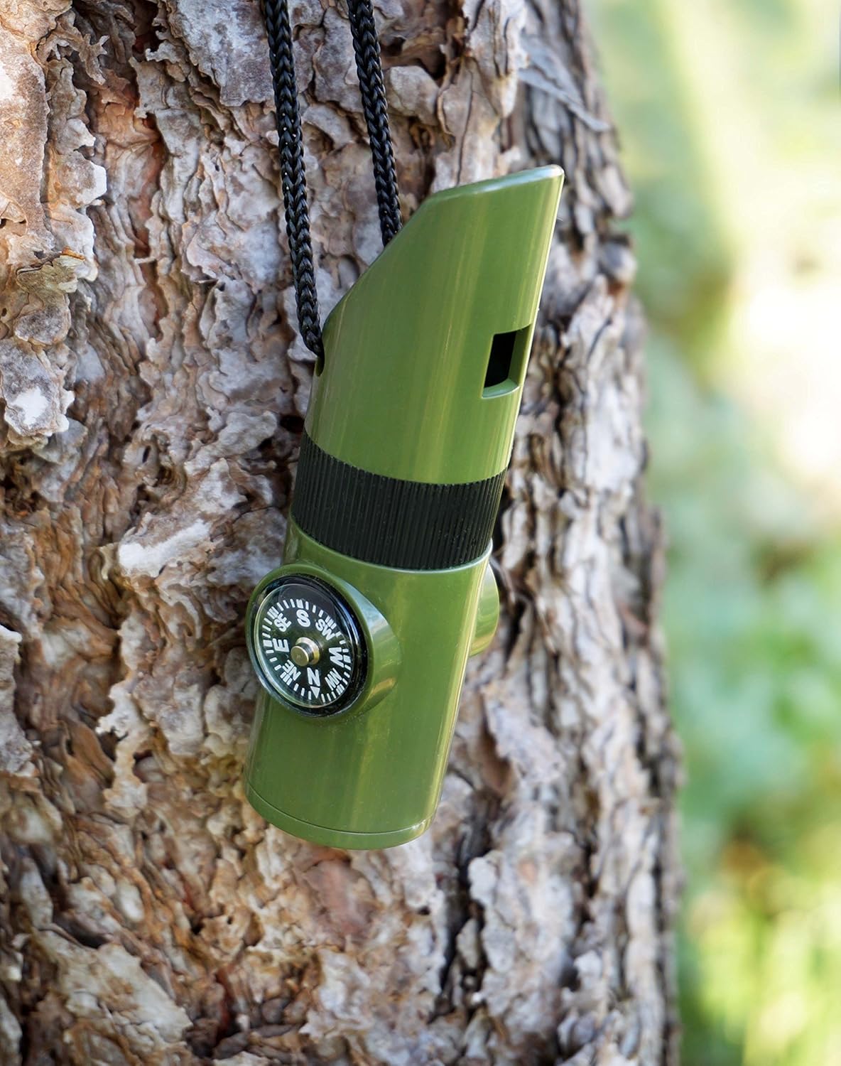 11 in 1 survival necklace whistle, flashlight, mirror, storage compartment, compass