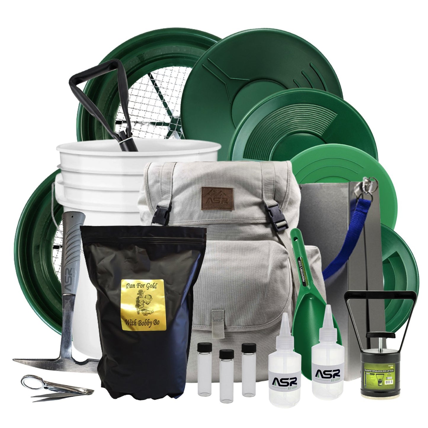 10lbs of gold paydirt in a gold panning kit that includes all of the tools needed to pan for gold