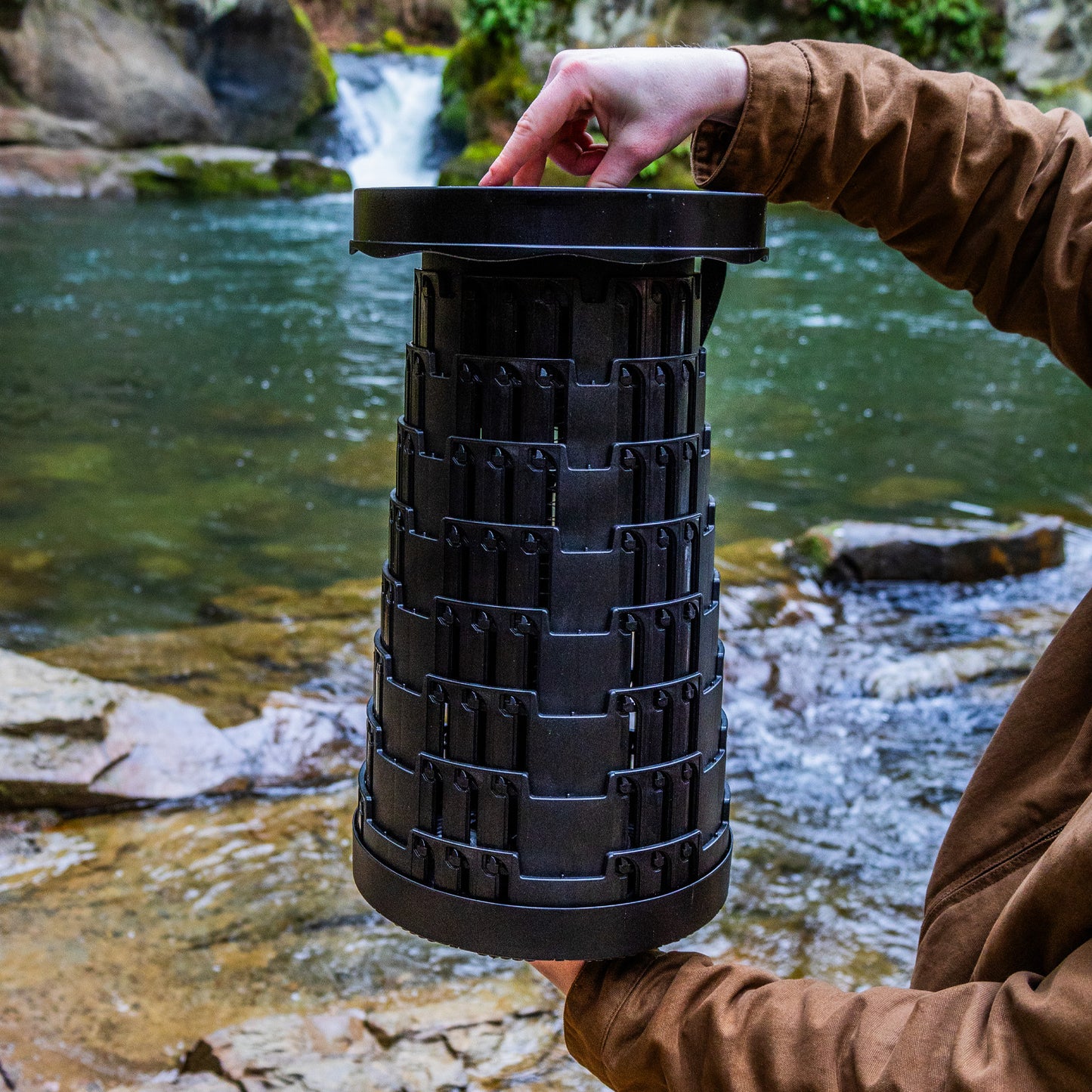 collapsible camping stool relax on the go stool with shoulder strap