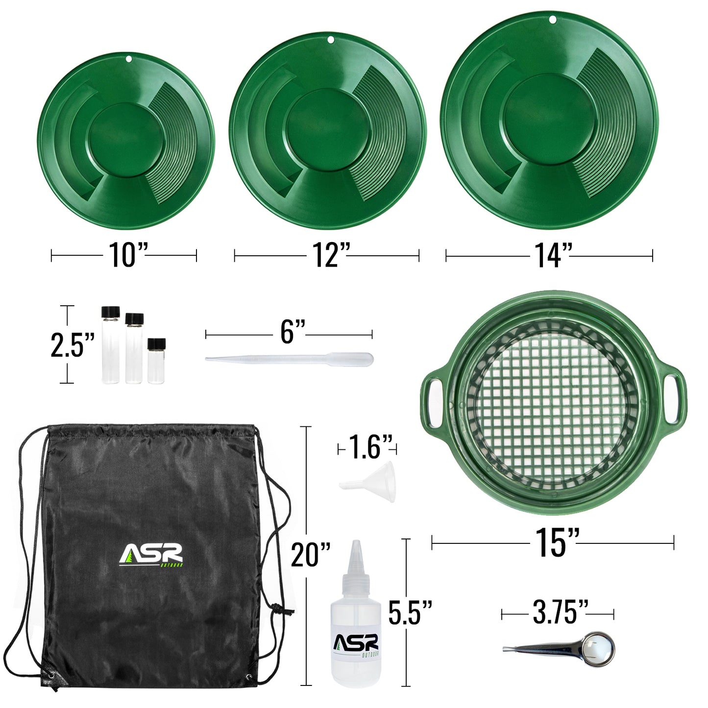 size chart of 14pc kit