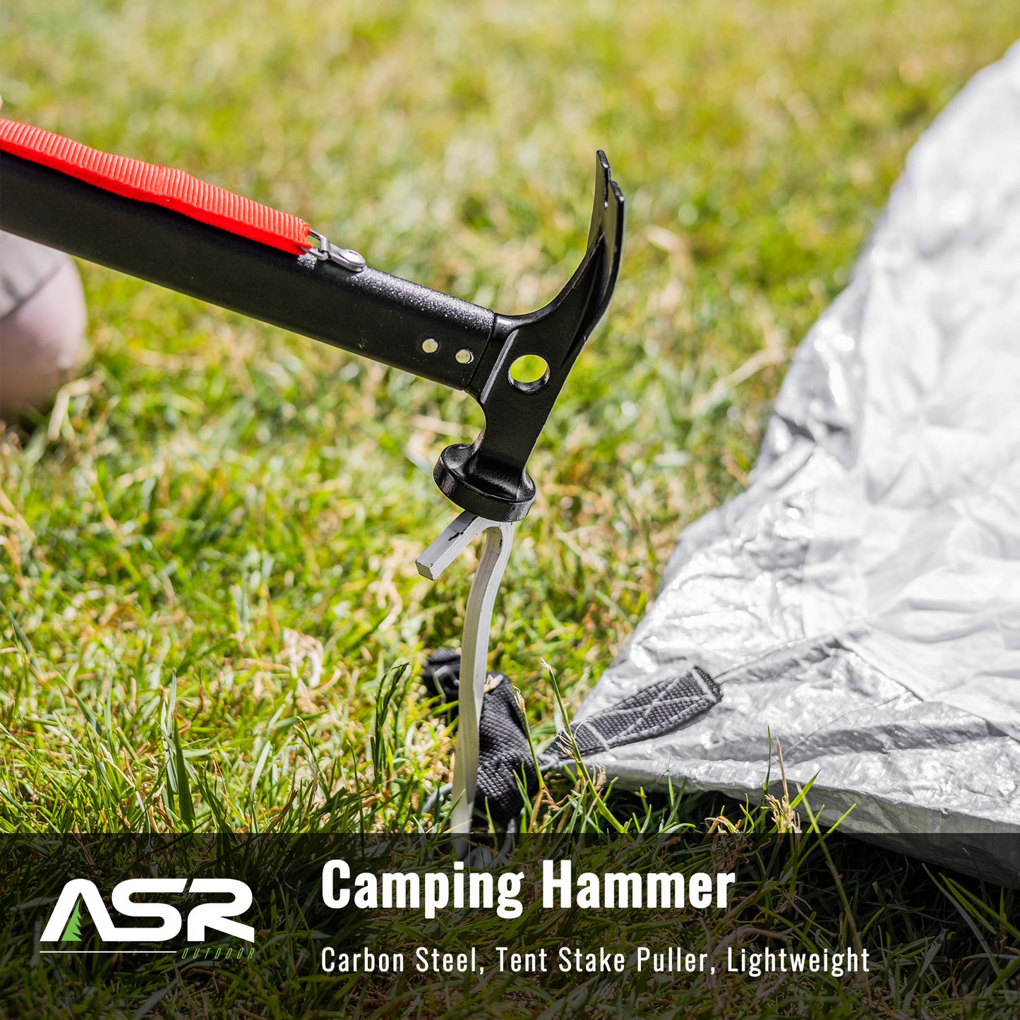 Lightweight Carbon Steel Camping Hammer with Tent Stakes Puller, 12 Inch