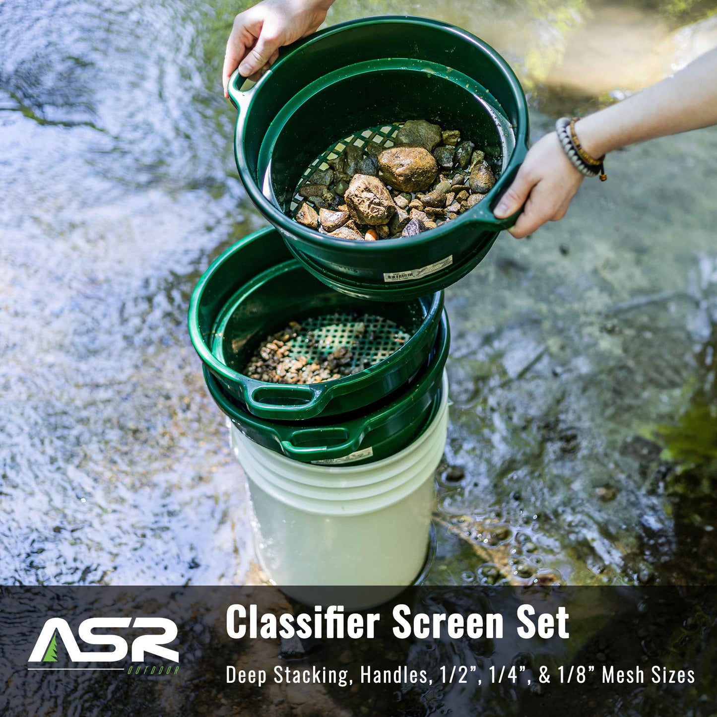 real world lifestyle photo of deep stack classifiers sifting material asr outdoor gold panning