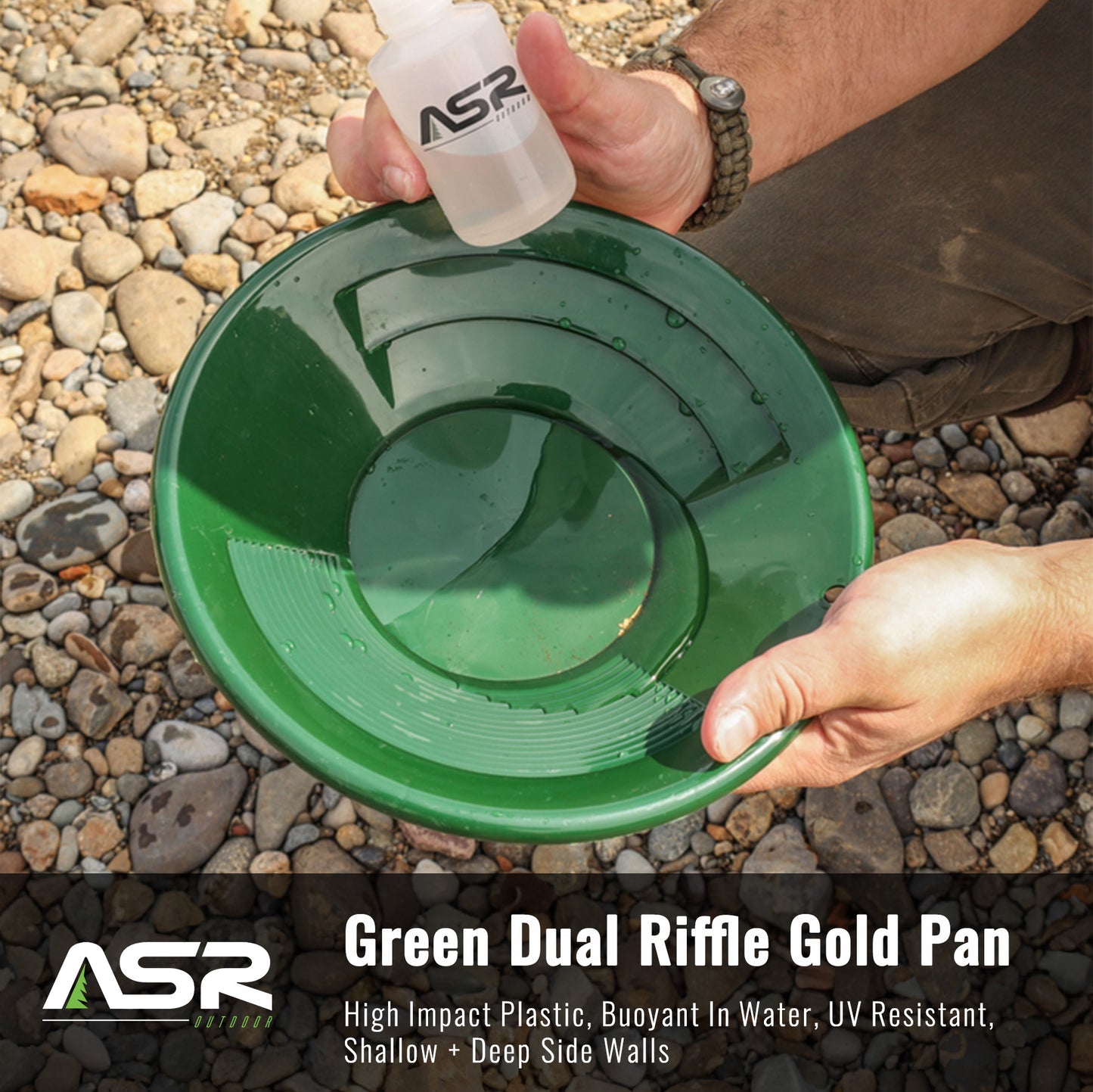 dual riffle gold pans prospecting tool with 3 colors