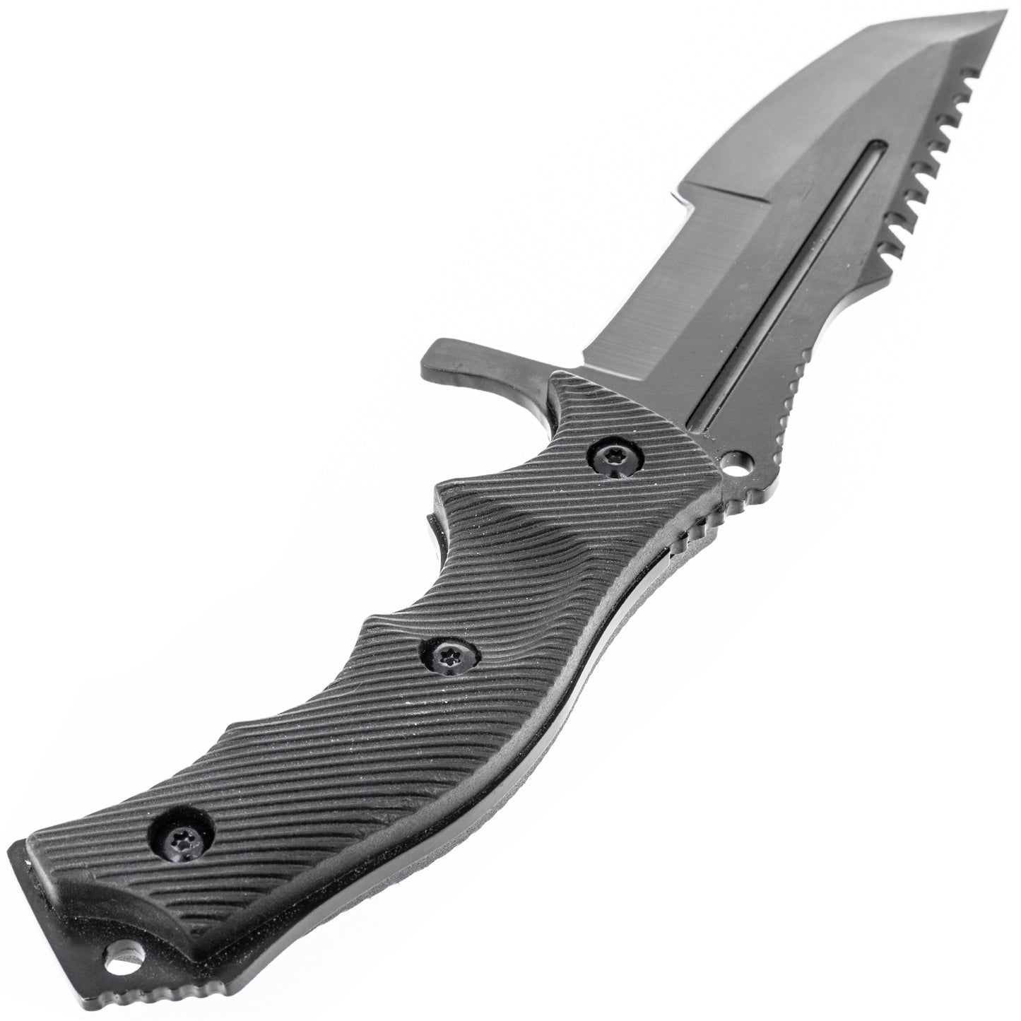 huntsman all black tactical knife with sheath