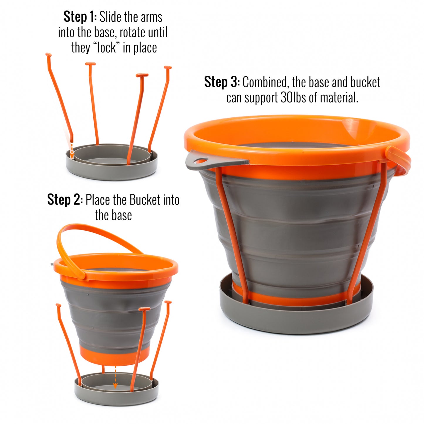 orange collapsible bucket