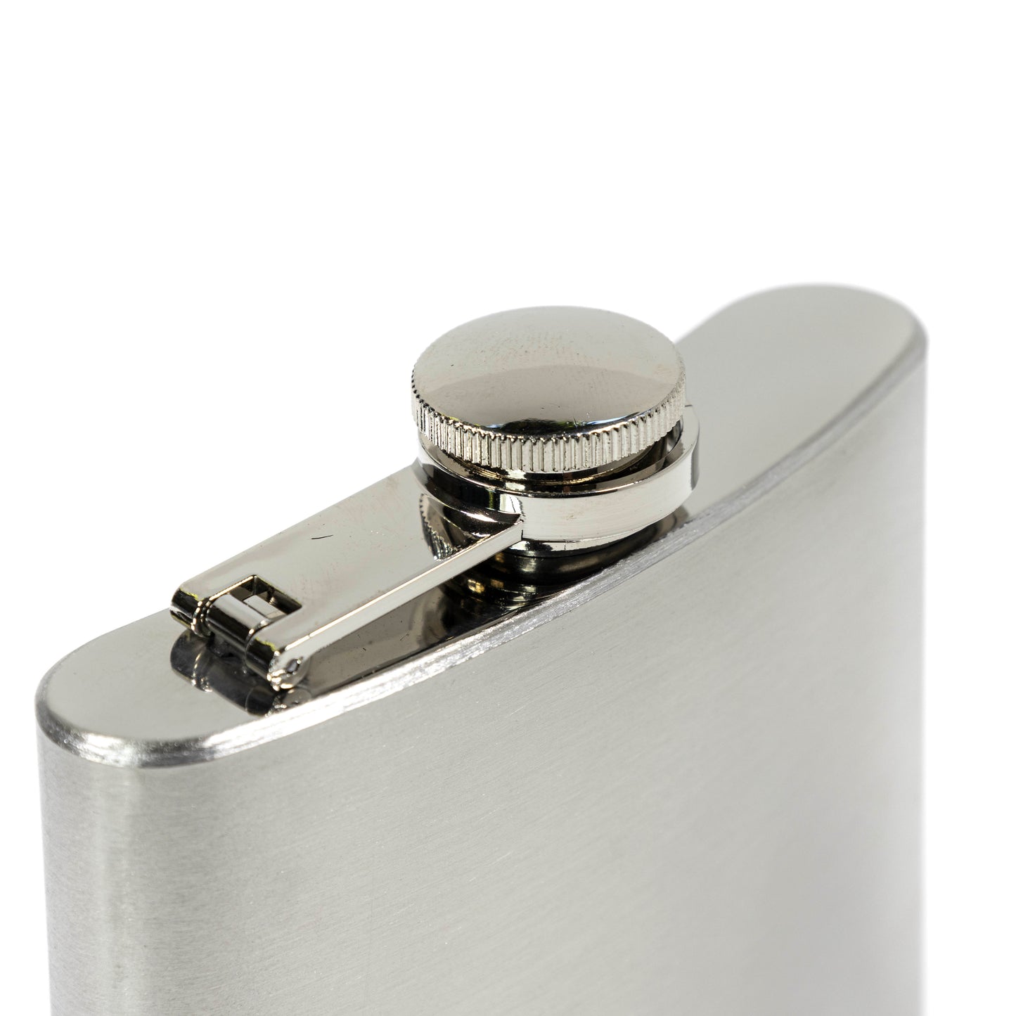 6oz Stainless Steel Hip Flask with attached screw cap for easy pouring