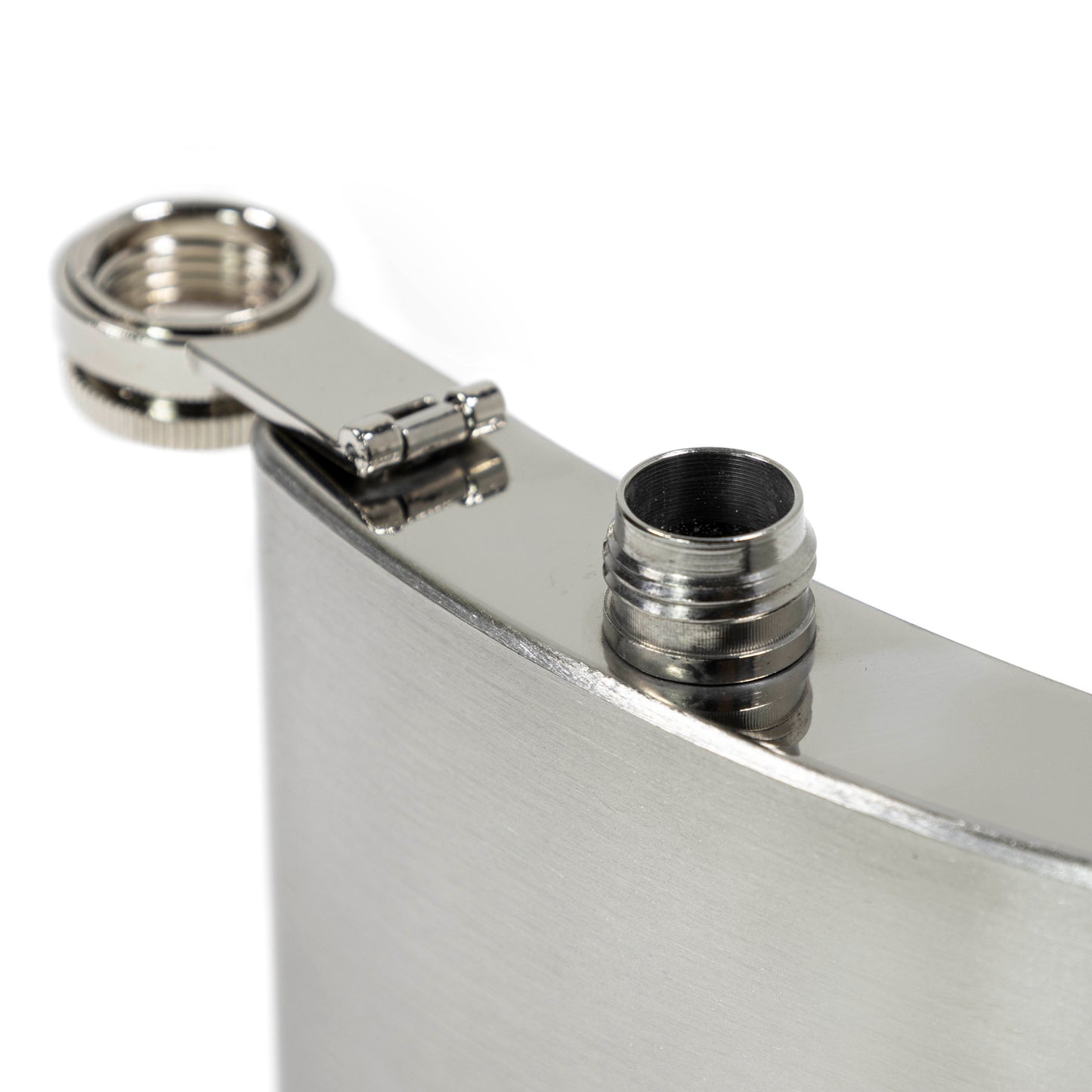 Stainless Steel Hip Flask with attached screw cap for easy pouring
