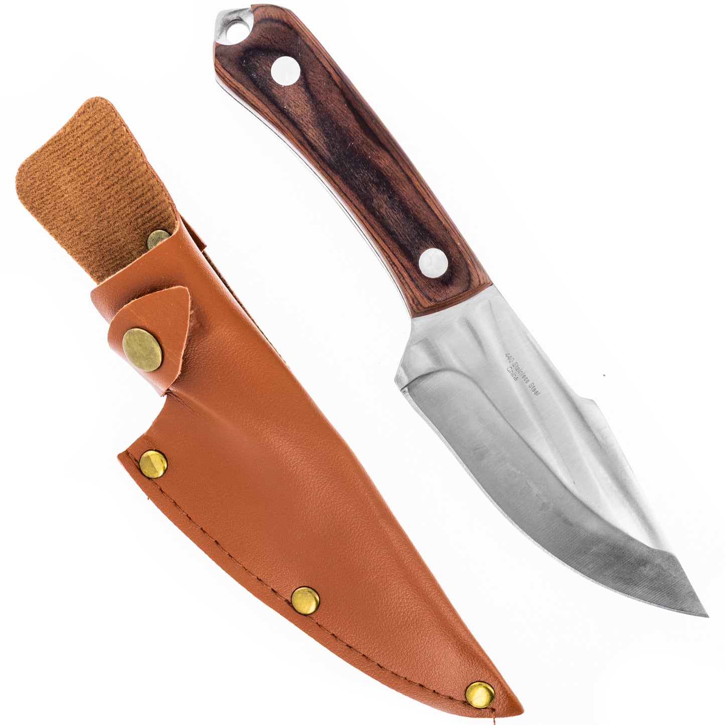 harpoon hunting knife with short blade full tang fixed blade 8 inches