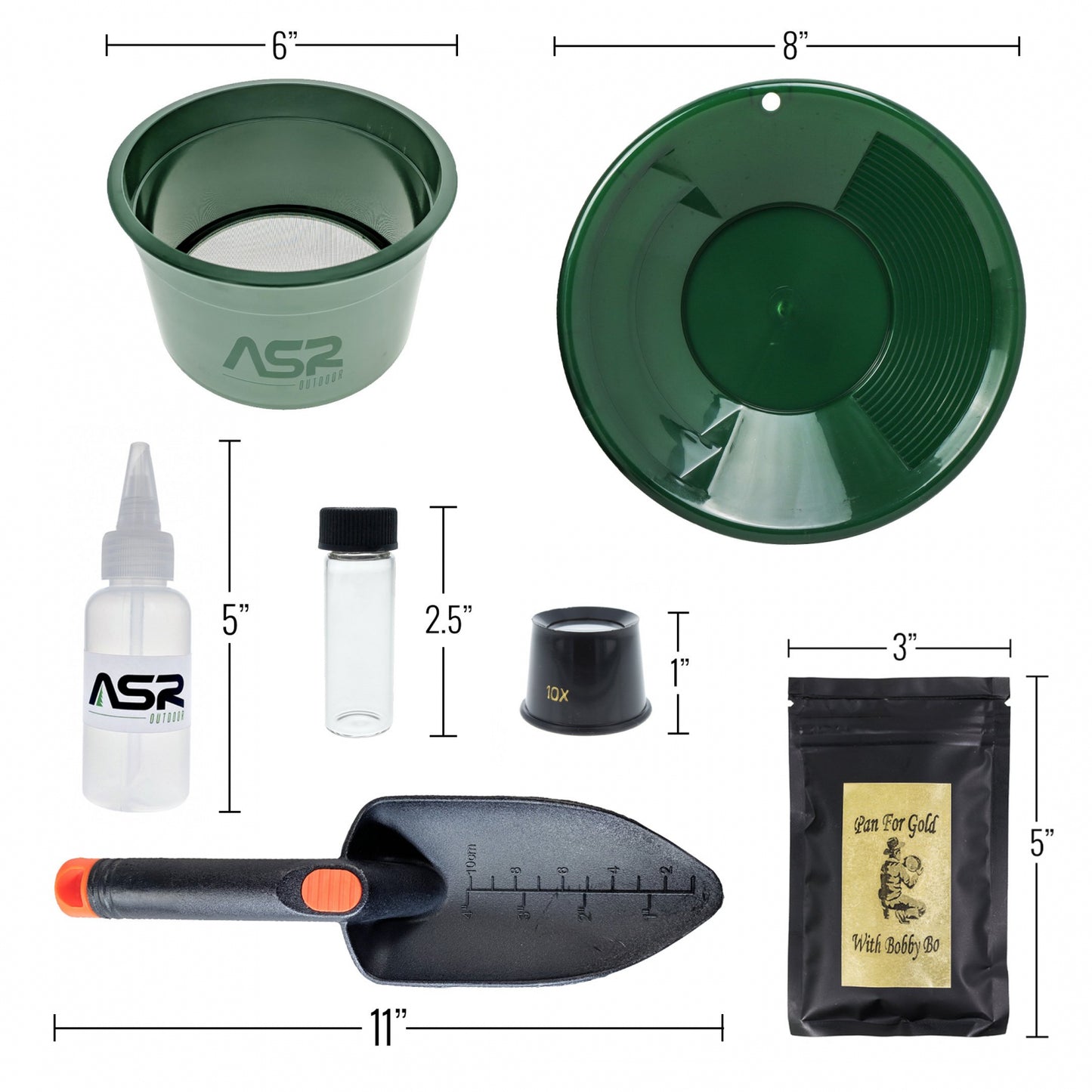 size chart of gold pan paydirt kit