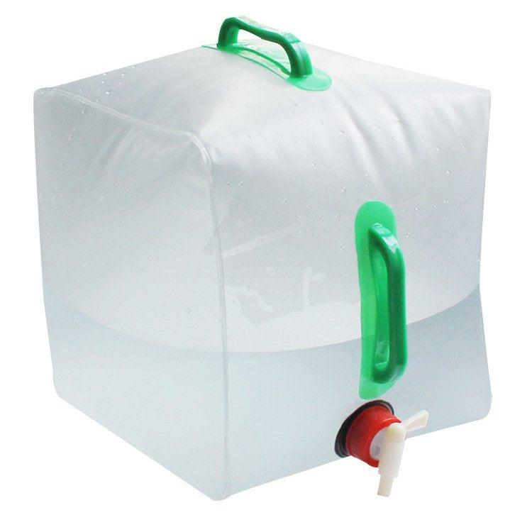 5-gallon collapsible water container for camping and emergency water storage.