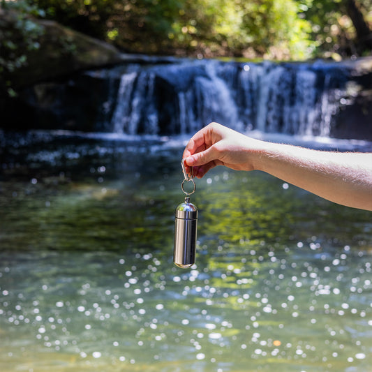 Waterproof aluminum storage containers that fit on your keychain