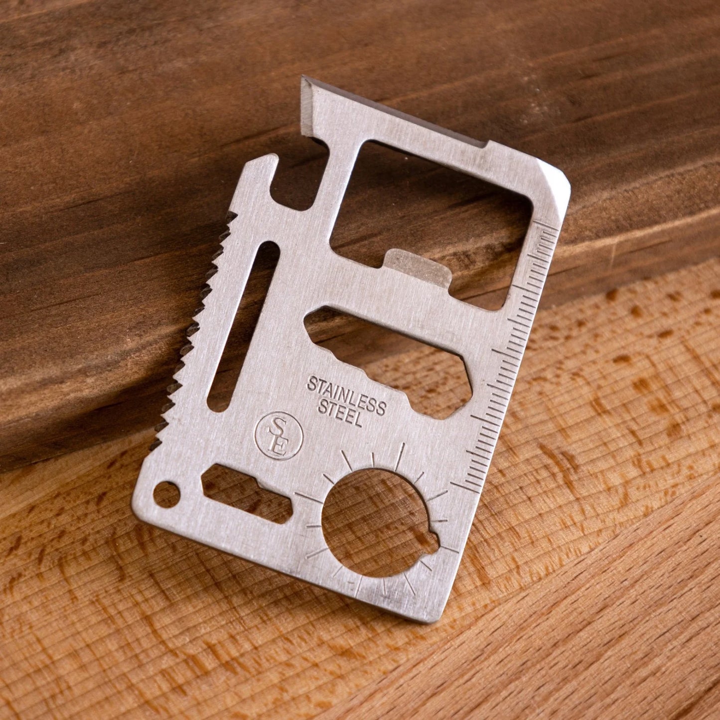 steel 11 in 1 multitool credit card with card sleeve