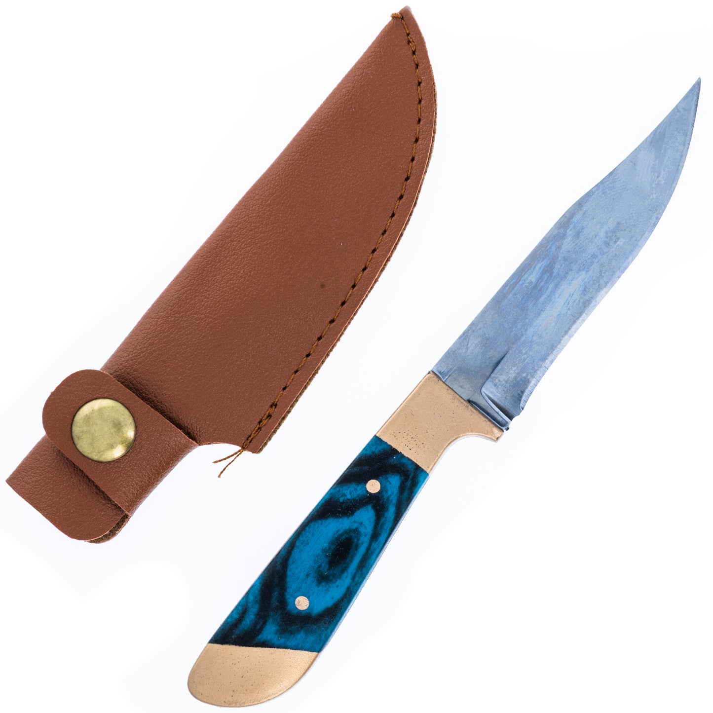 blue handle mini huntsman knife EDC fixed blade small