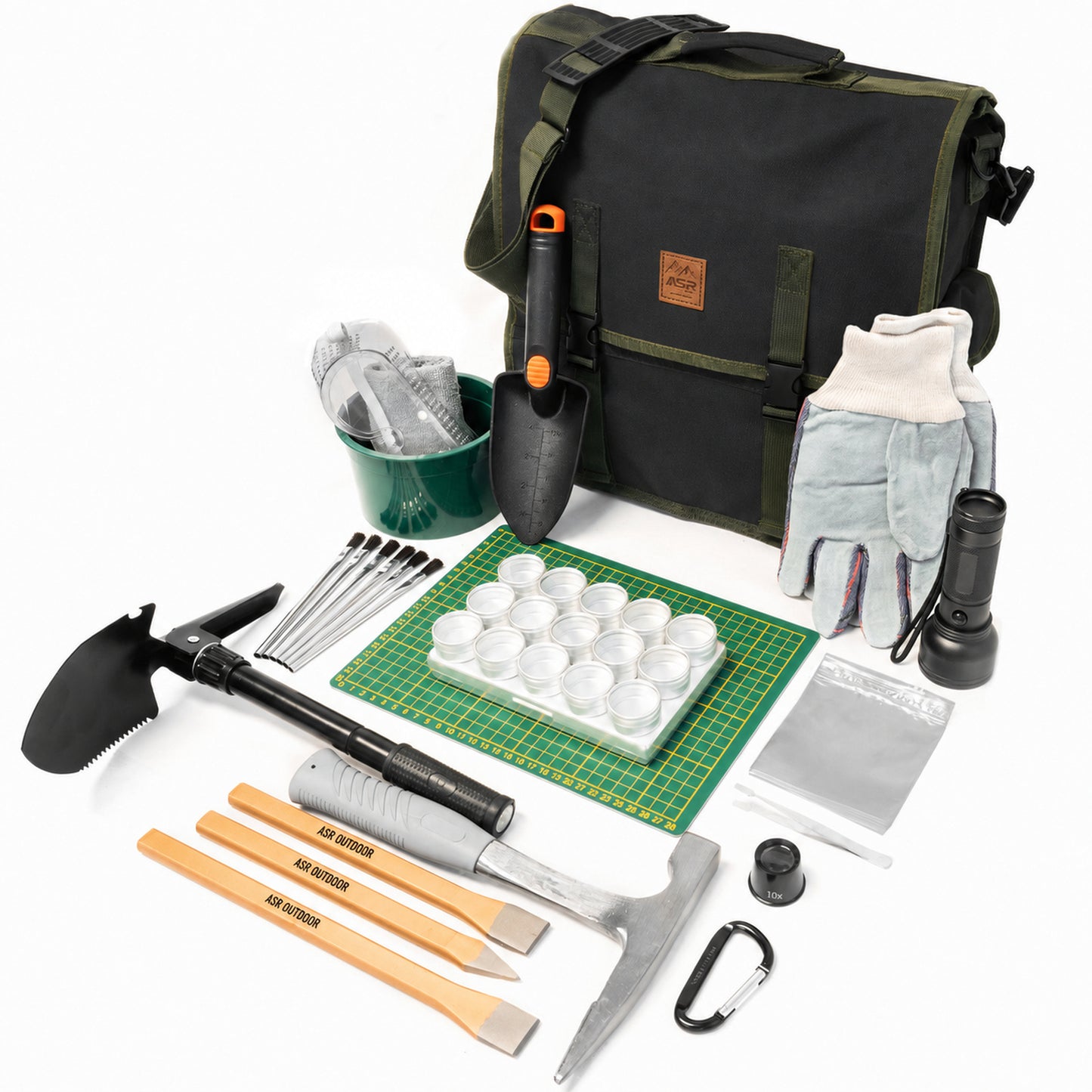 38pc Deluxe Geology Rock Hounding Kit with Mining Tools and Carry Bag
