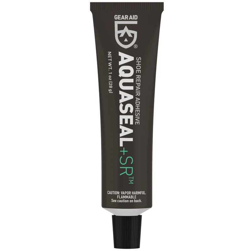 1oz tube of GEAR AID Aquaseal SR clear shoe and boot repair adhesive.