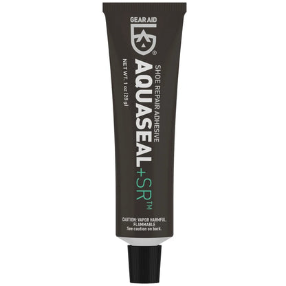 1oz tube of GEAR AID Aquaseal SR clear shoe and boot repair adhesive.