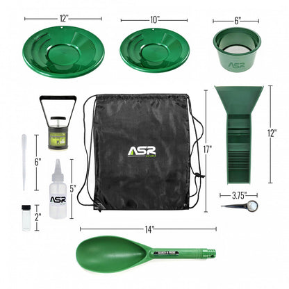 15pc complete gold panning kit with backpack and mini sluice box and 3lbs of gold paydirt gauranteed gold