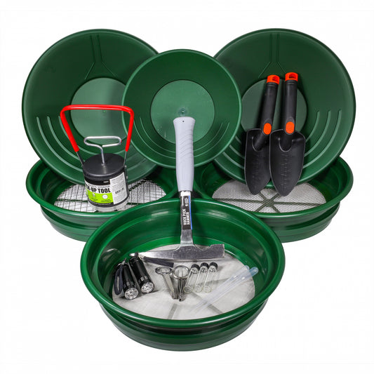 ASR Outdoor Gold Panning Accessory Tools Kit with Green and Black Trowels  4pc