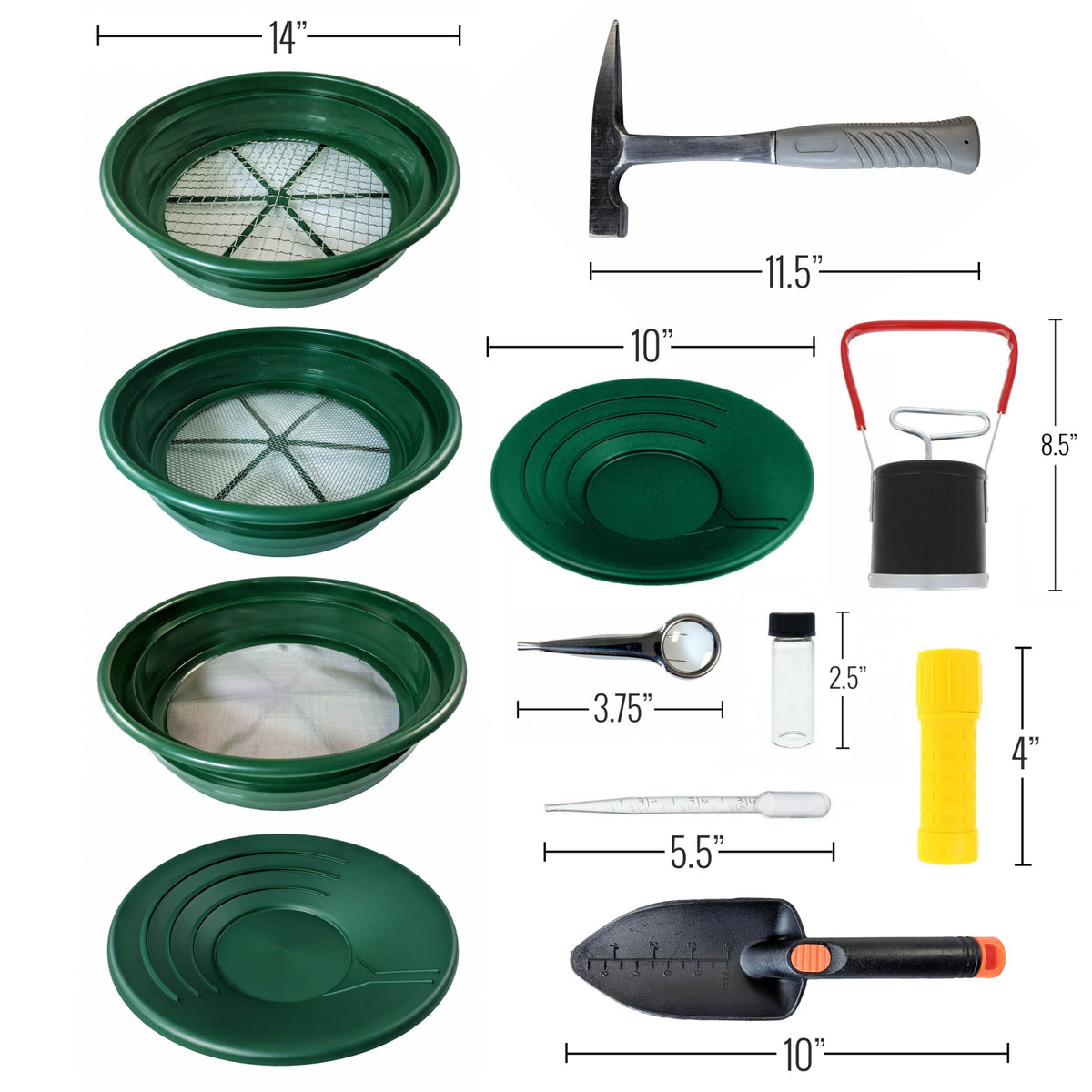 Gold Classifiers 19pc Ultimate Gold Panning Kit with Classifier Screens, Gold Pans, Roc ...