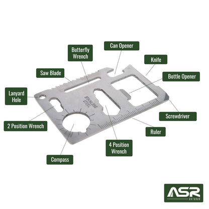 steel 11 in 1 multitool credit card with card sleeve