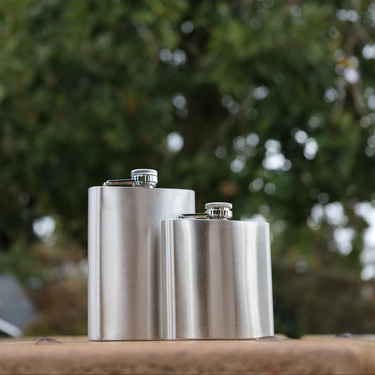 2pc Stainless Steel Flask and Funnel Set for Hiking Camping Outdoor Gear GIft Set (2 Sizes)