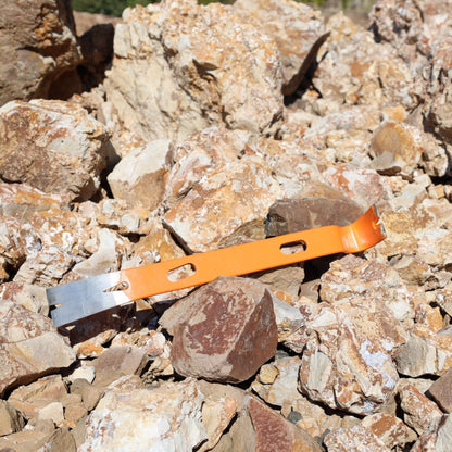 15 Inch Compact Rockhounding Pry Bar, Double-Ended Field Tool, Orange