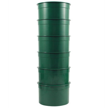 Stackable 6-inch classifier sifting screens with assorted stainless steel mesh sizes for gold panning.