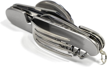 9 function small pocket utensil flatware spoon fork knife camping