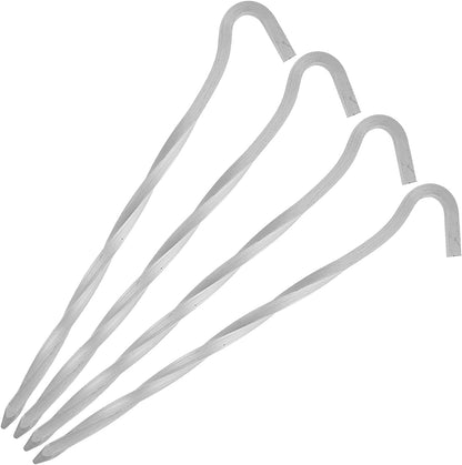4-pack of 9-inch aircraft-grade aluminum screw-in tent stakes.